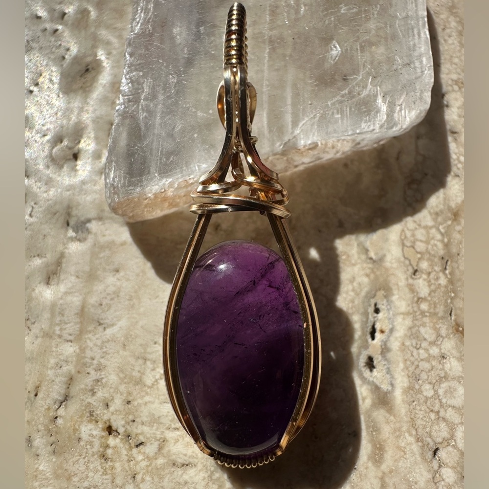 14k Gold Filled Amethyst Necklace Pendant